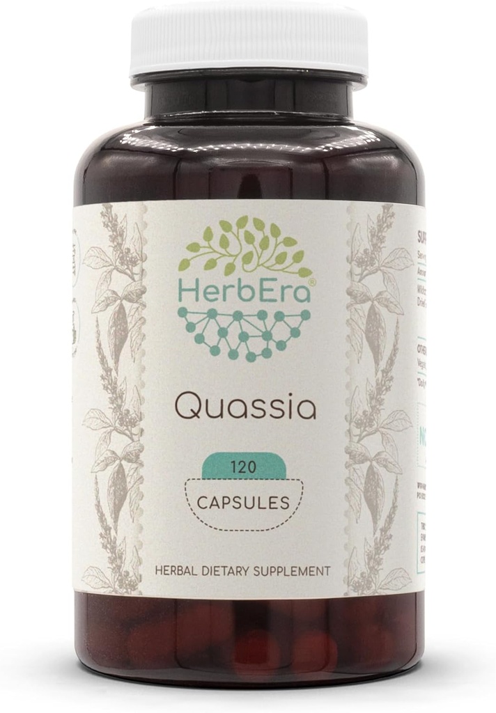 HerbEra Quassia 120 Kapsler, 500 mg, Wildcrafted Quassia (Quassia Amara) Tørket Bark (120 Kapsler)