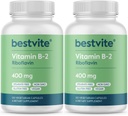 BESTVITE Vitamin B-2 (Riboflavin) 400mg (240 Vegetariske kapsler) (120 x 2) - Ingen stearates - Vegan - Ikke GMO - Glutenfri