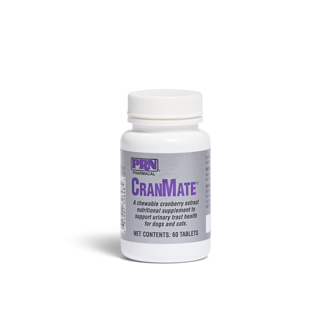 PRN Pharmacal CranMate Cranberry Supplement - Chewable Cranberry Extract Næringstilskudd for hunder og katter - Cranberry Urin Tract Helse - 60 Chew Tabs