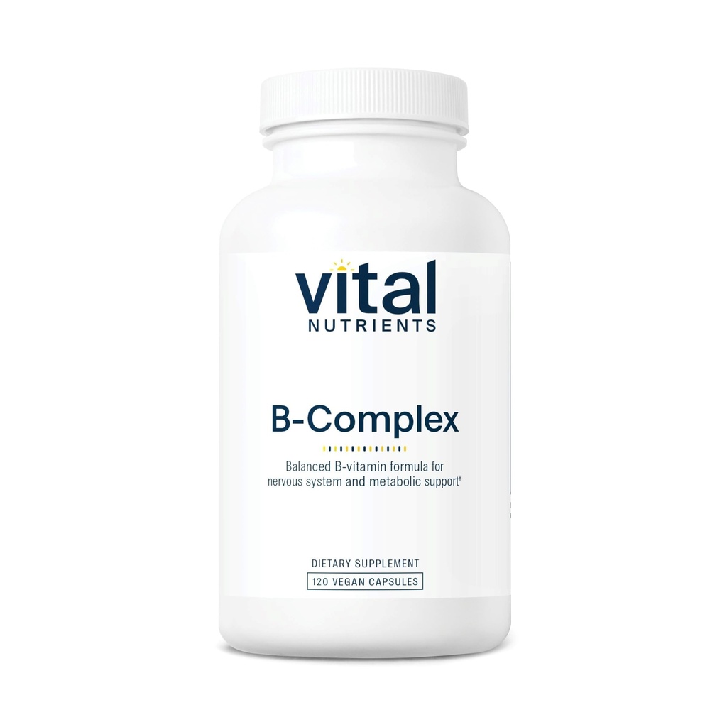 Vitale næringsstoffer Vitamin B-kompleks | Vegansk høy potens Metylerte B-vitaminer | B-vitaminer støtter energiproduksjon, metabolisme og hjertehelse * | Gluten, Dairy, Soya Gratis | 120 kapsler