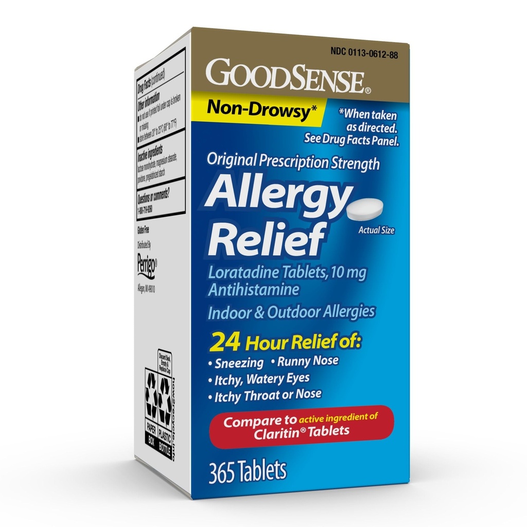 GoodSense Allergi Relief Loratadin tabletter 10 mg, Antihistaminer, Allergi medisin for 24 timers Allergi relief, 365 teller