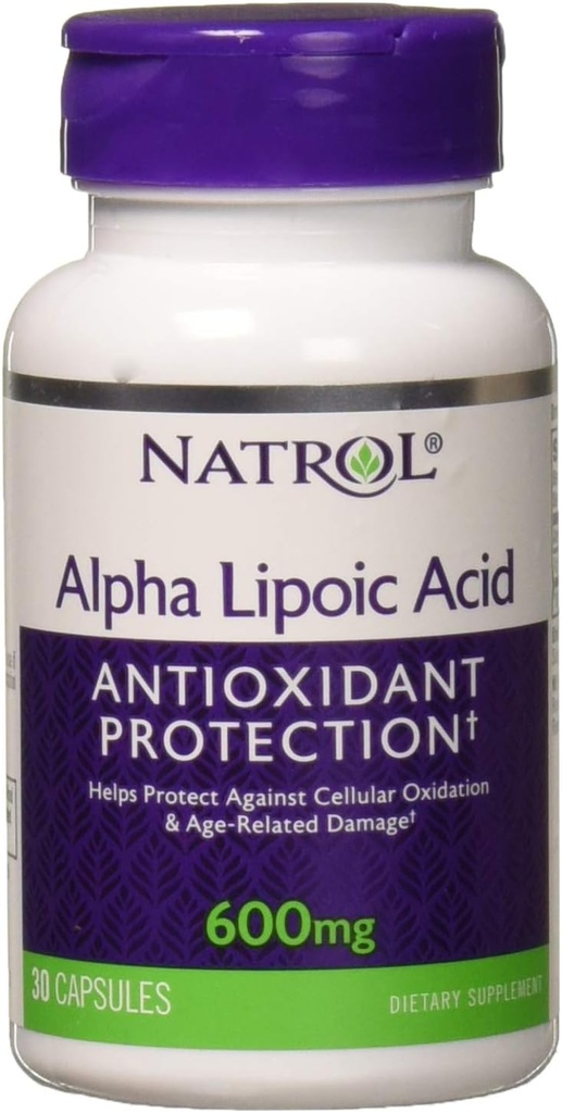 Natrol Alpha Lipoic Acid 600 mg, kosttilskudd for generell velvære, 30 kapsler, 30 dagers forsyning