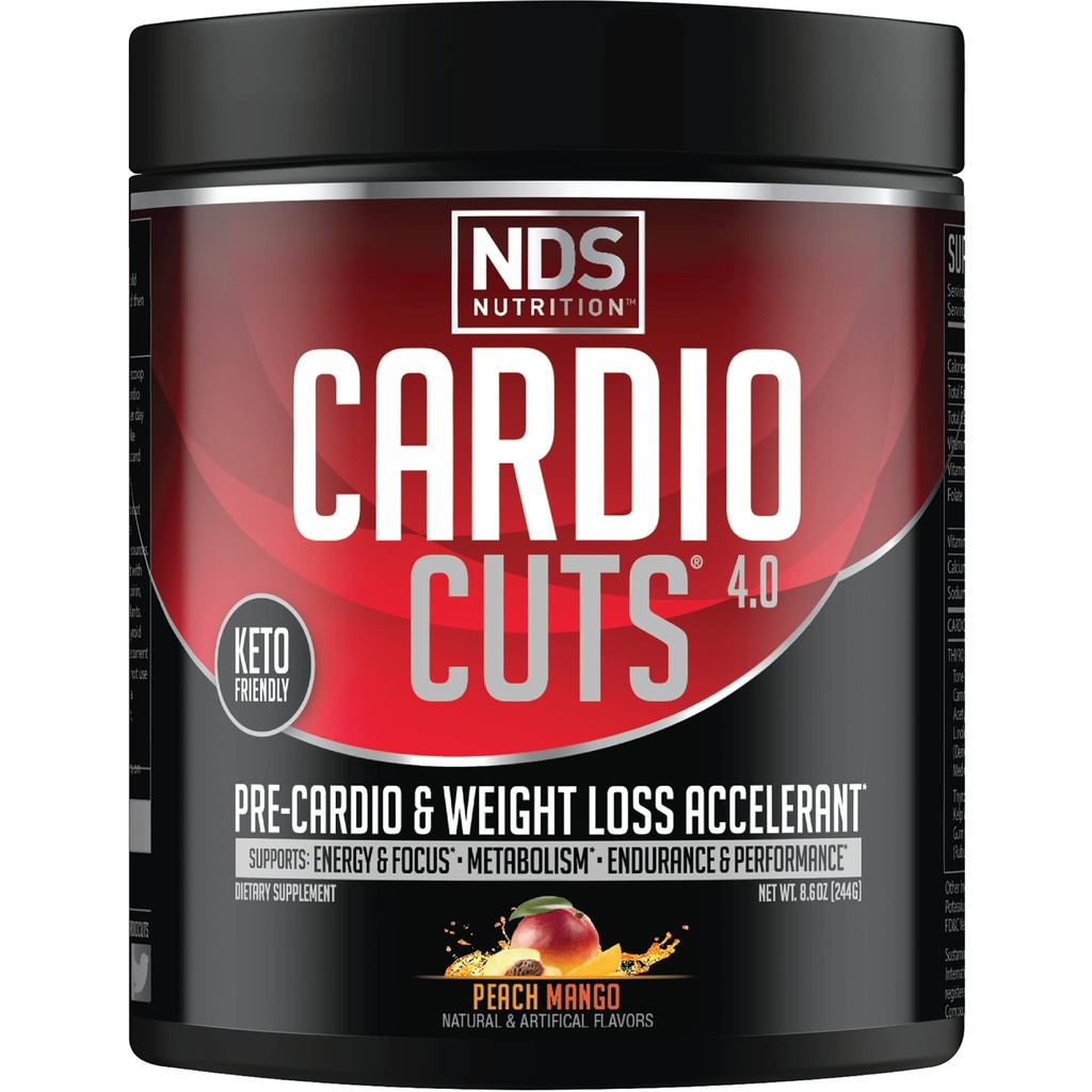 NDS ernæring 4.0 Pre trening Supplement - Avansert vekttap og prekardio formel med L-karnitine, CLA, MCTs, L-Glutamine, og Saflower olje - Peach Mango (40 serveringer)