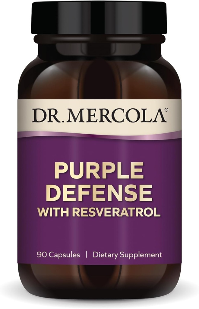 Dr. Mercola Purple Defense - høy potens antioksidant støtte - med Grape frø og hud ekstrakt - støtter kardiovaskulær og hjerne helse - 90 kapsler