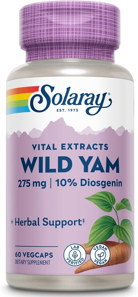 SOLARAY garantert Potens Wild Yam Root Extract Root Extract, Veg Cap (Btl-Plastic) 275mg
