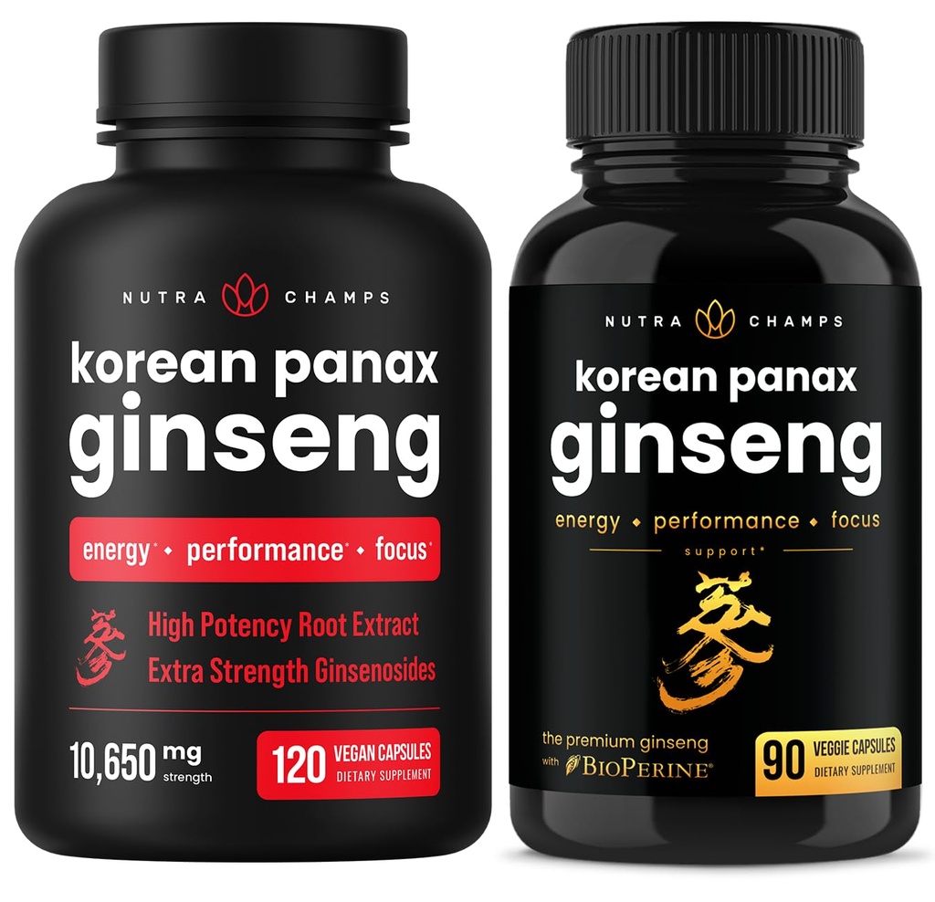 NutraChamps Complete Ginseng Duo - Den komplette energien, fokus og Stamina Support Bundle - Ginseng Gold & Korean Red Panax Ginseng
