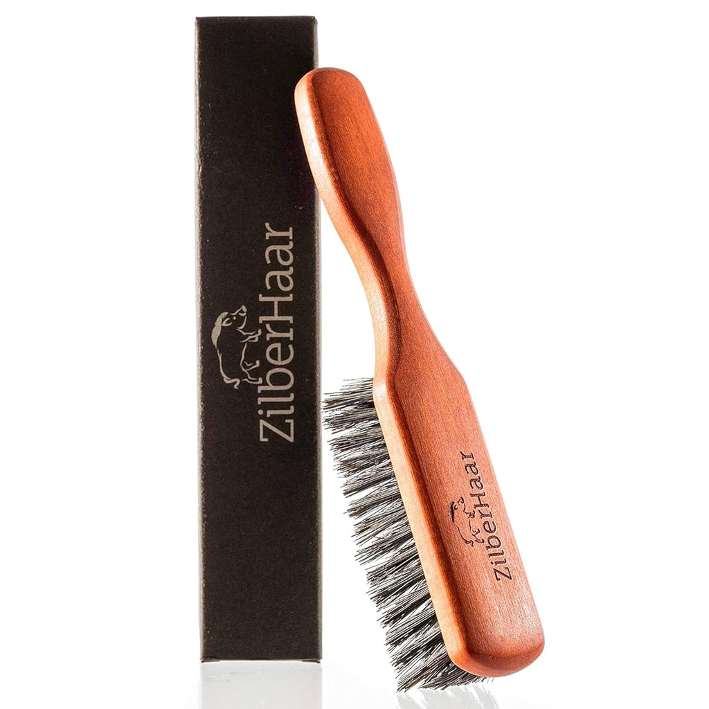 ZilberHaar Regular Skjeggbørste - Mykt Boar Bristles - Beard grooming børste for menn - Straightens og fremmer skjeggvekst - Works with Beard Oils and Balms - Essential for skjeggpleiesett