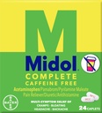 Midol Complete Koffein Free Caplets 24ct: Midol Complete Koffein Gratis Menstruell Smerte Relief Caplets med Acetaminophen, gir hodepine relief og periode Cramps Relief, 24 greve