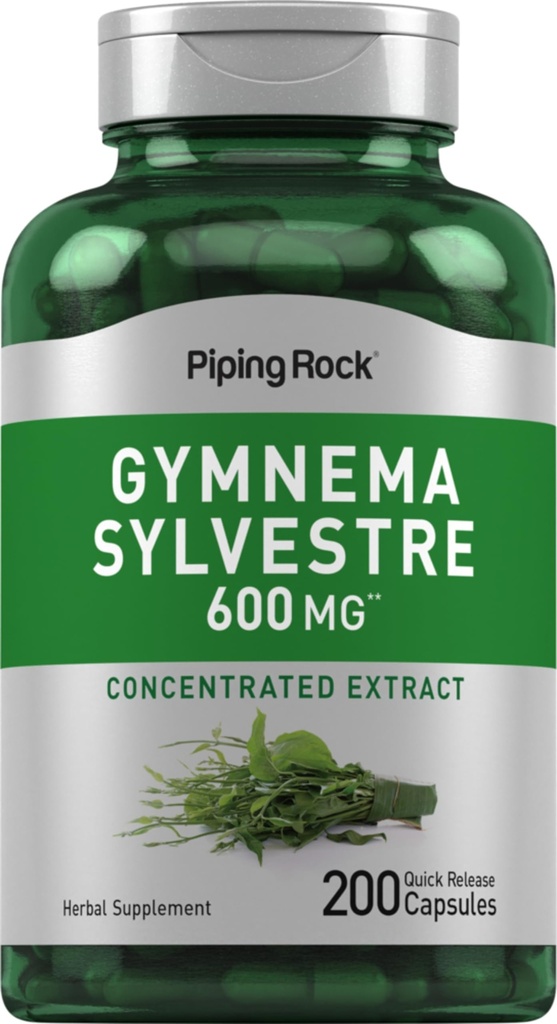 Piping Rock Gymnema Sylvestre Kosttilskudd 600 mg | 200 kapsler | Konsentrert Herbal Extract | Ikke-GMO og Glutenfri