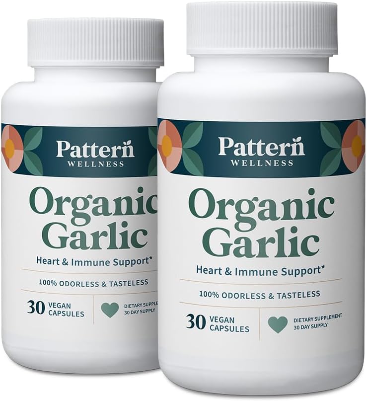 Mønster velvære Odorless organisk hvitløk – 1000mg – immun, sirkulerende og hjerte helse støtte – ikke-GMO & Glutenfri – 60 Vegankapsler