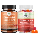 Bundle of Herbal Thyroid Support - Potent Kelp Iodin med L Tyrosin, Bladderwrack, Selen & ren Ashwagandha og vitamin D3 Gummies - Delicious D voksne med 2000IU per servering for Bone Muscle
