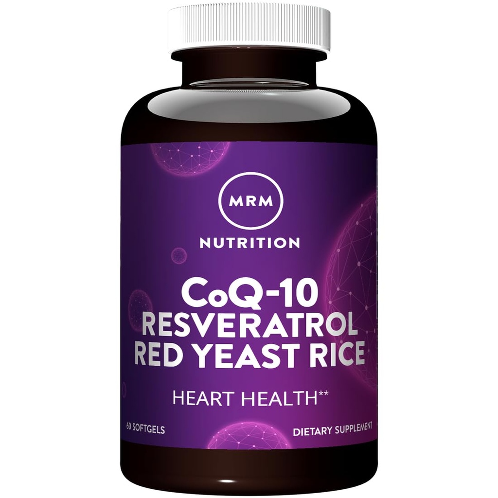 MRM Nutrition CoQ-10 Resveratrol Rød Yeast Rice | Støtter kardiovaskulær og hjerte helse | Glutenfri | Ikke-GMO | 30 Softgels