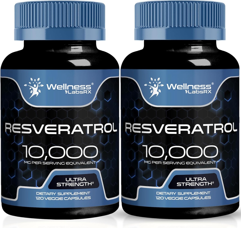 WELLNESS LABSRX Resveratrol 1000mg kapsler - 240 greve - Japansk Knotweed Extract Resveratrol - Pakke med 2