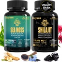 Geloo Superfood Supplement Bundle - 90 Count Sea Moss Kapsler (sjø Moss, svart frøolje) & 90 Count Pure Shilajit Kapsler (Shilajit, Ashwagandha) -1 Pack