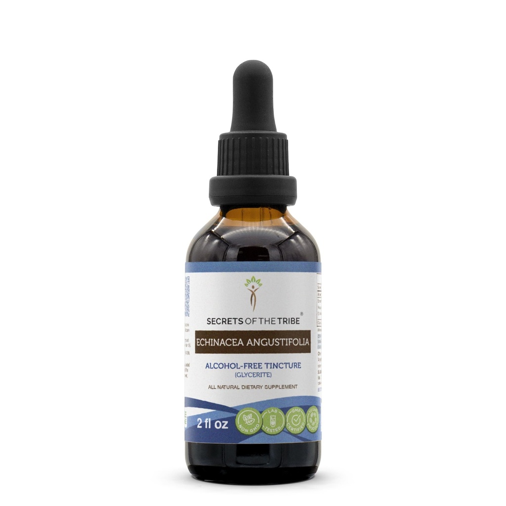 Hemmeligheter i Tribe Echinacea Angustifolia Tinktur alkoholfri flytende ekstrakt, ansvarlig dyrket Echinacea Angustifolia tørket rot (2 FL OZ)