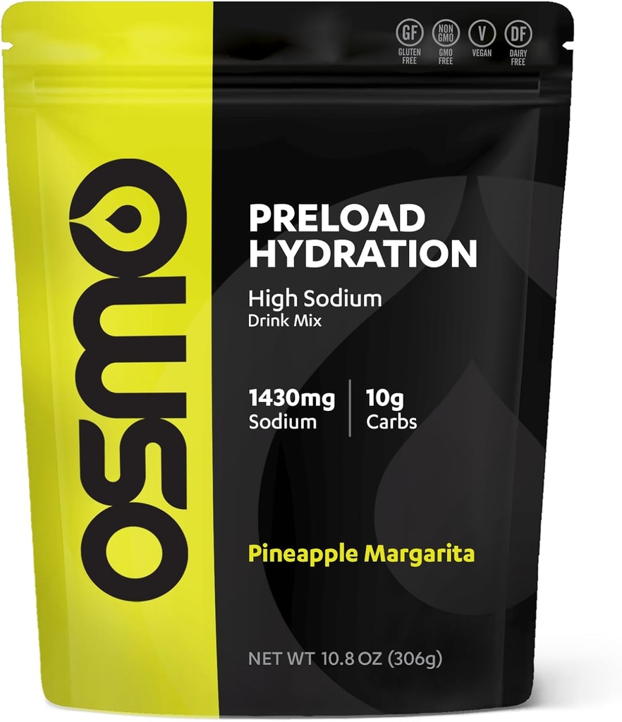 Osmo Preload Hydration Pre Workout Powder Pouch - Inkluderer høy natriumbikarbonat, magnesium, Kalium, karbohydrater og vitaminer, Cane Sukker, Beat Cramps & Dehydrering - Pineapple Margarita (Pouch)