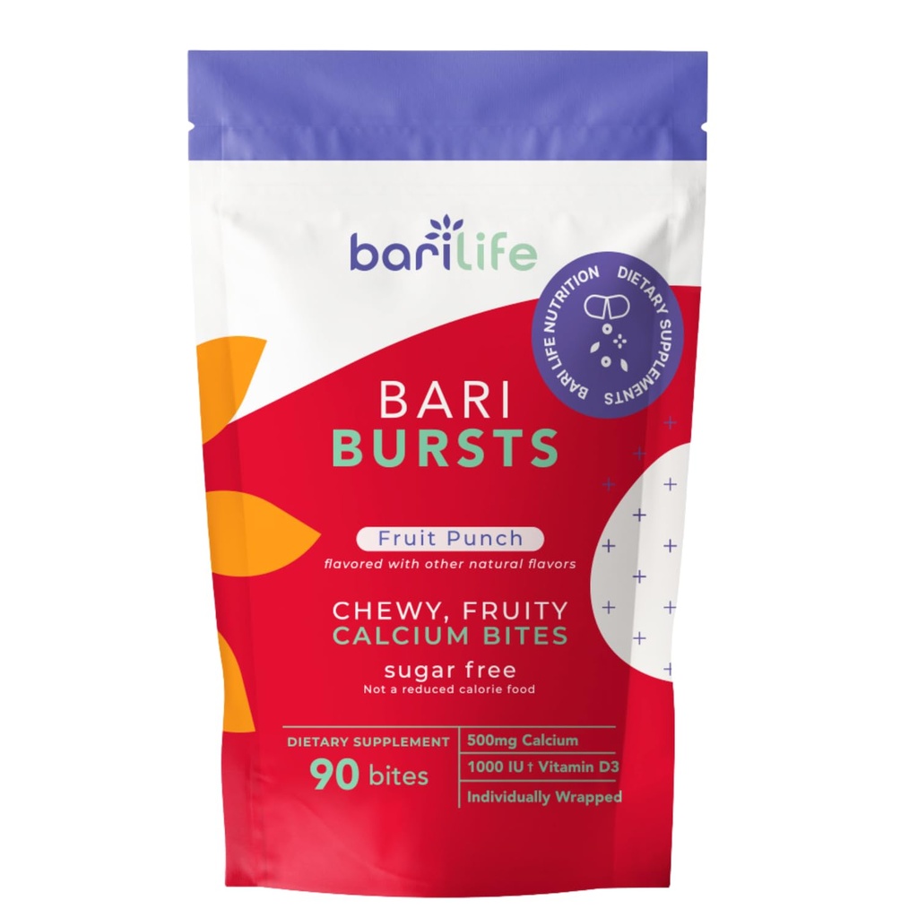 Kalsium Citrate Bariatric Kalsium Chews med 1000 IE vitamin D3 - Ideell for Bariatric pasienter - BariBurst av Bari Life (Fruit Punch)