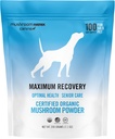 Om Mushroom Matrix Maksimal gjenoppretting Mushroom Pet Supplement pulver, støtter optimal helse og senior omsorg for hunder og katter, 200 gram, 7.1 oz