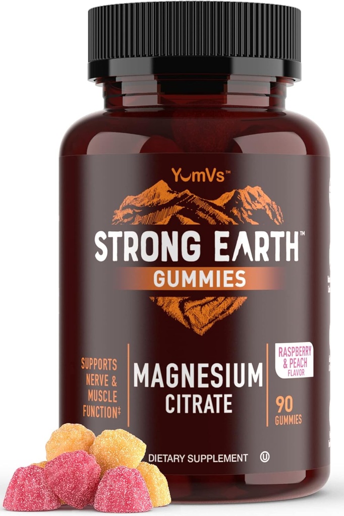 Sterk jord - Magnesium Citrate Gummies for voksne 250mg (90 greve) - Rolige Gummier - Vegansk Magnesium Gummies - Supplement for kvinner, menn, Tenåringer