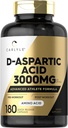 Carlyle D Aspartic Acid Capsules 3000mg | 180 greve | DAA Supplement for menn og kvinner | Avansert atletisk Formel | Ikke-GMO & Glutenfri