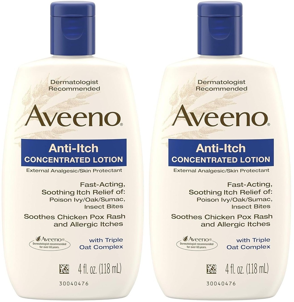 Aveeno, Anti-Itch konsentrert lotion, 4 fl oz-pakke med 2