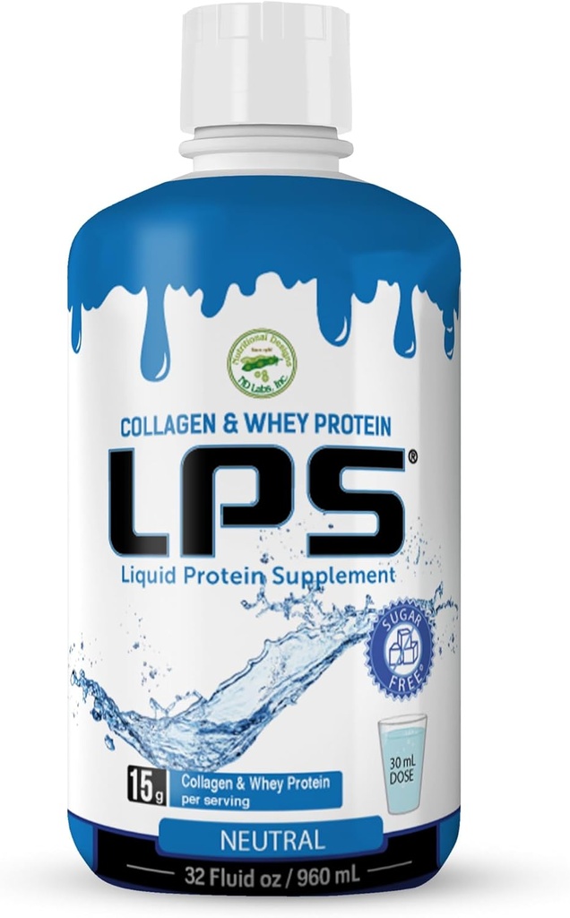Ernæringsdesign LPS flytende kollagen & Whey Protein Supplement - sukkerfri ikke-GMO drikke - fremmer sunn hud og hår for menn og kvinner (Neutral)