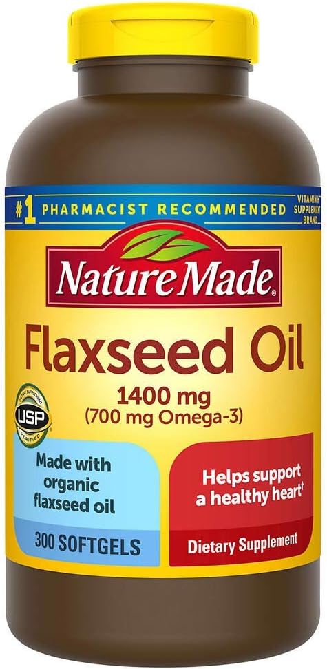 Natur laget organisk flaksfrøolje 1400 mg Omega-3 700 mg 300 softgels