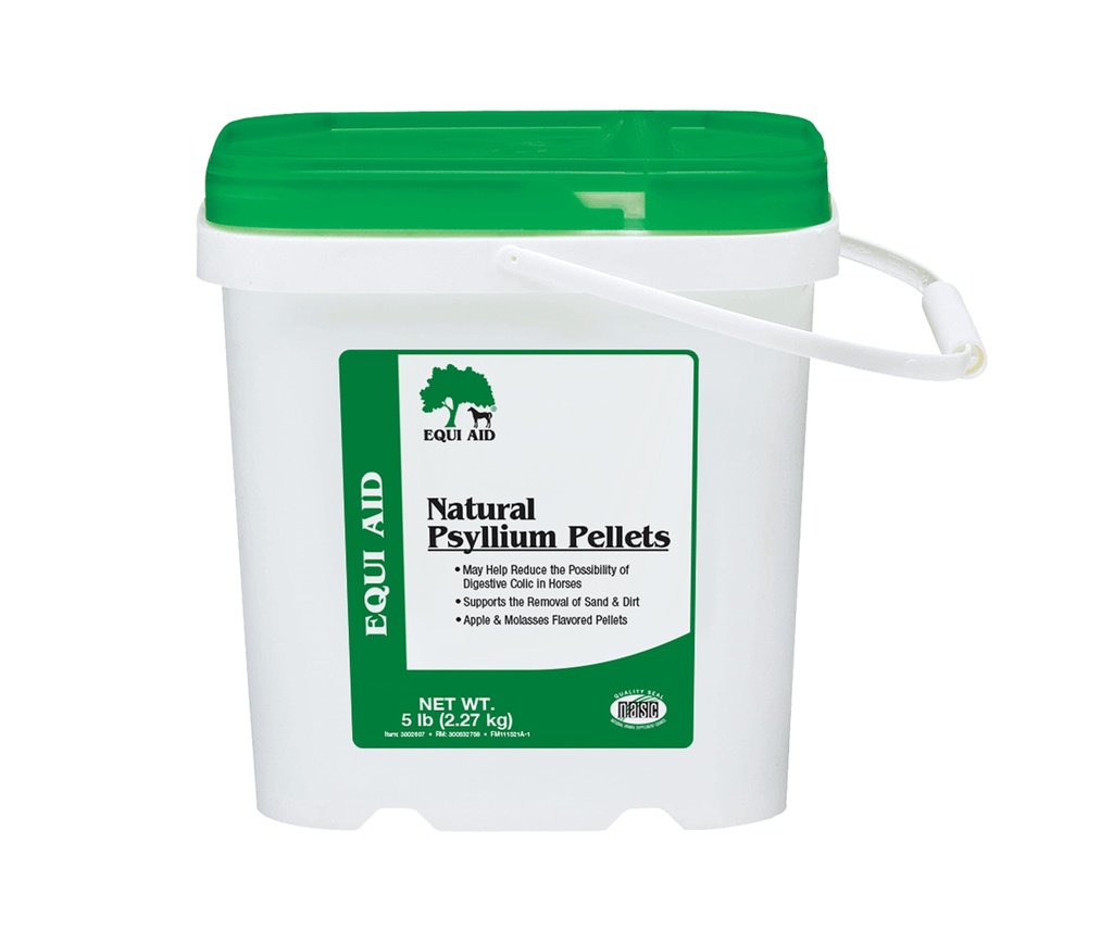 Farnam Equi Aid Natural Horse Psyllium Pellets Supplement for hester, støtter fjerning av sand og dirt fra Ventral Colon, 5 pund, 16 Scoops