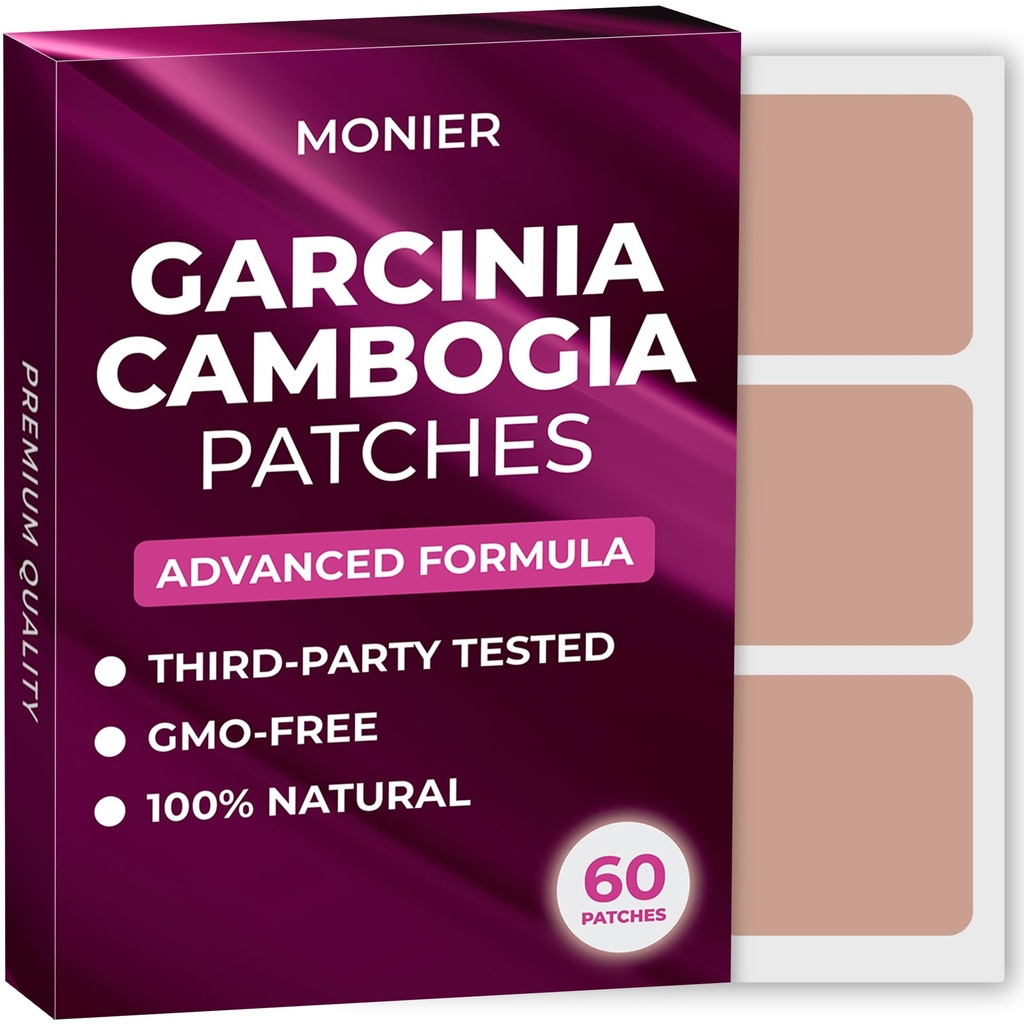 MONIER Garcinia Cambogia Patches (Pack of 60) - 100% naturlig patch for kvinner og menn - med B12 & Kalium - Energi, Fokus og kroppsstøtte - Forbedret formel