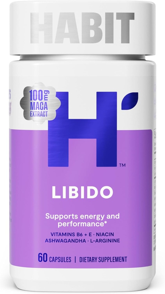 Habit Libido Supplement (60 kapsler) - Ny look, naturlig afrodisiac Blande med Maca, Ashwagandha L-Arginine, støtter energi og ytelse, Vegansk, ikke-GMO (1 Pack)