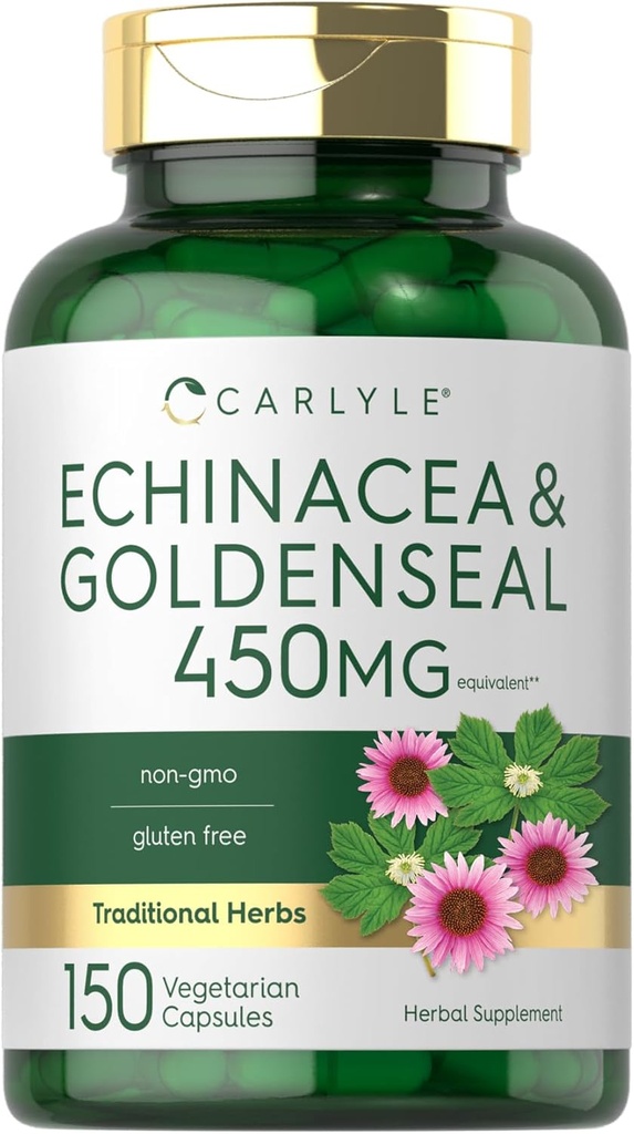 Carlyle Echinacea Goldenseal Capsules | 150 greve | Vegetarisk, ikke-GMO, Glutenfri