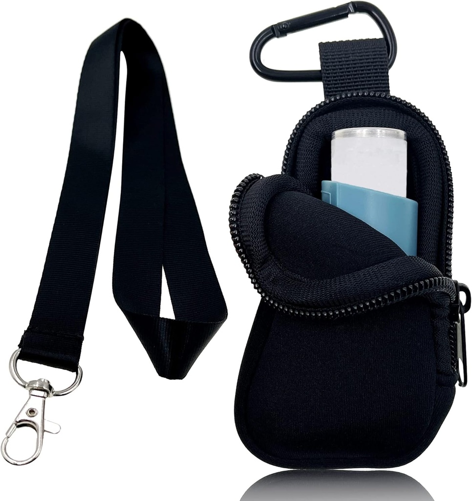 Holder Neopren Reise tilfelle for Astma Inhaler, Handy Mini Bag for innhaler for alle aldre, Inhaler ikke inkludert (svart)
