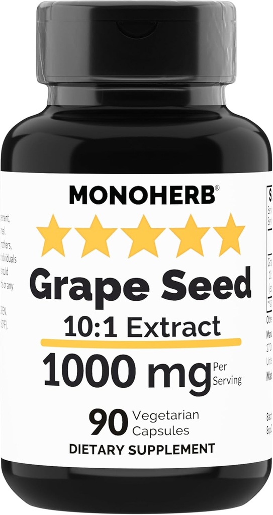 MONOHERB Grape frø ekstrakt 1000 mg - 90 vegetariske kapsler