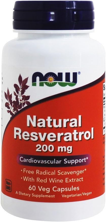 Naturlig Resveratrol, 200 Mg, 60 kapsler av nå Matvarer
