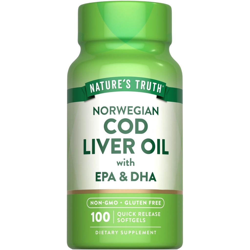 Naturens sannhet Norsk Cod Liver Oil | 100 Softgels | med EPA & DHA | Ikke-GMO & Glutenfri Supplement
