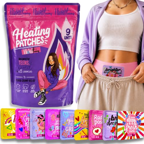 Periode oppvarmingspad for kramper – Periodesett for tenåringer, tweens, jenter og kvinner Essentials -Period Stuff -Disposible oppvarmingsplaster for menstruell Cramp smerte relief, bærbar varmeterapi