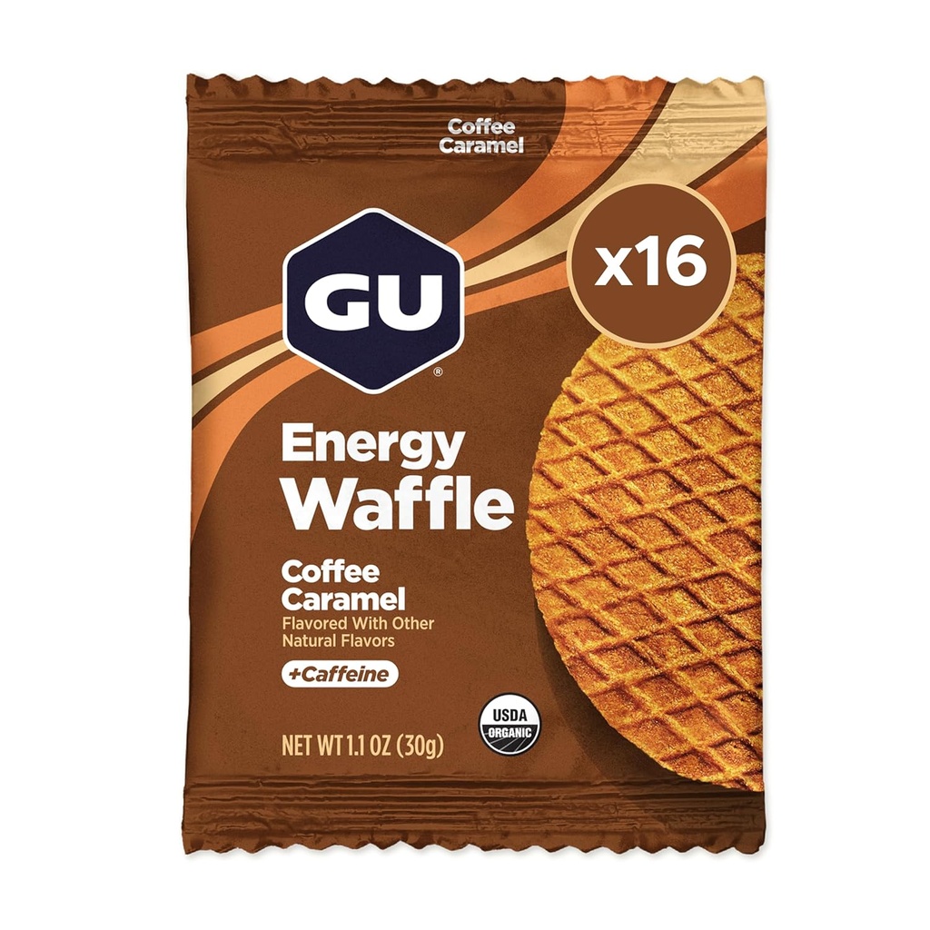 GU Energi Stroopwafel Caramel Kaffe Idretts Vafler, Koffein Inkludert, og Kosher Dairy, On-The-Go Energi for enhver trening, 16 greve