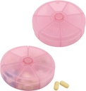 Bærbar ukentlig Pille Organizer 7 dagers piller container, runde pille saken reisevennlig, daglig uke pille påminnelse tilfelle, BPA-fri vitamin, kosttilskudd, fiskeolje, medisinplanlegger (Pink)
