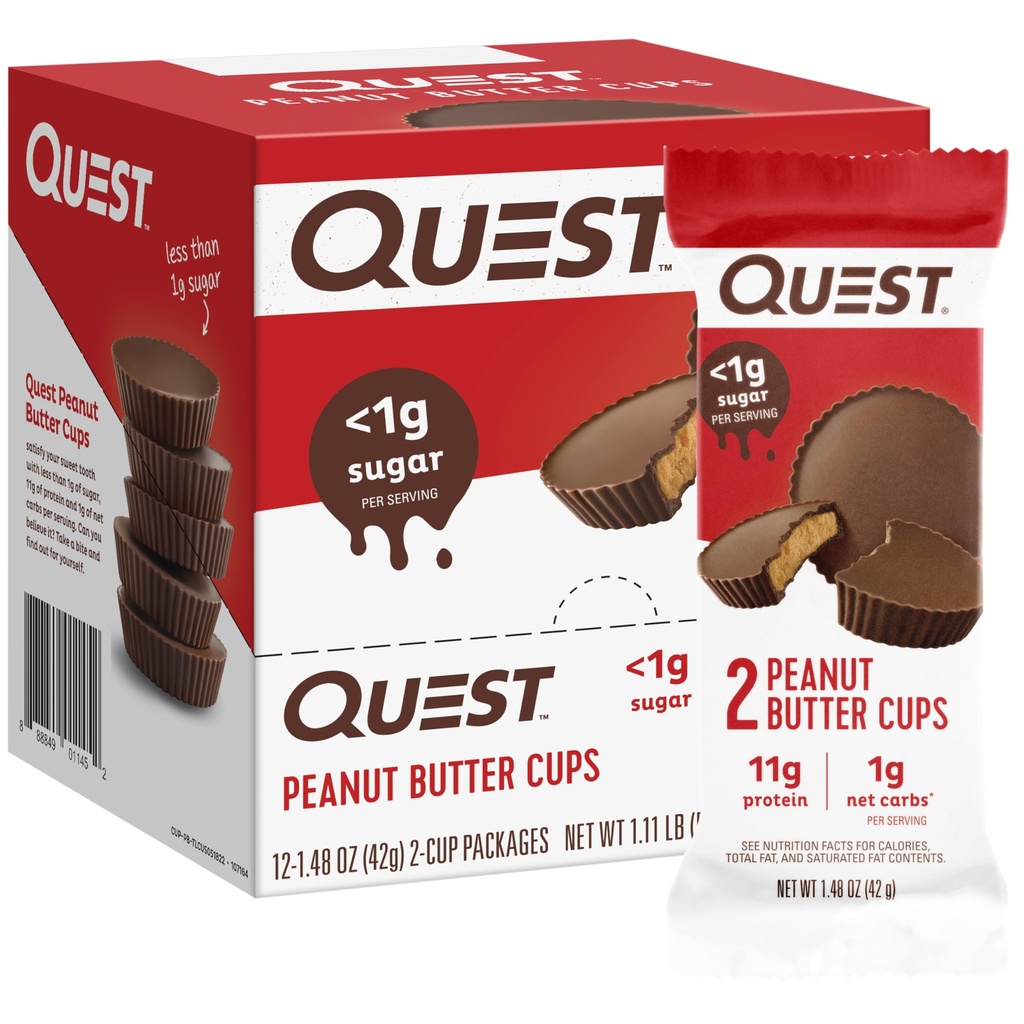 Quest Nutrition Peanut Smøre Cups, 11g Protein, 1g Sukker, Lavkarbohydrat, Glutenfri, Keto Vennlig, 12 Count