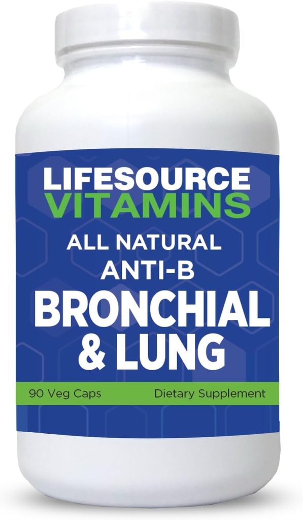 Livskilde Vitaminer Alle naturlige anti-B Bronkial & Lunge støtte – 14 Alle naturlige ingredienser - 90 kapsler - proprietær formel