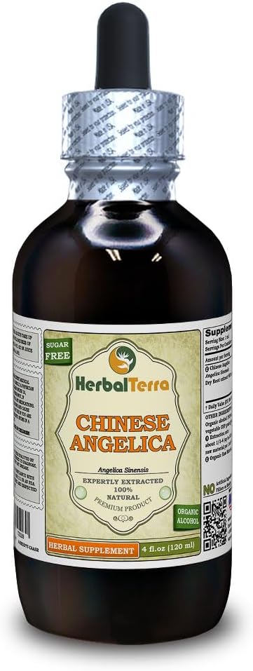 Angelica Chinese (Angelica Sinensis) Tinktur, organisk tørket rot flytende ekstrakt (merkenavn: HerbalTerra, stolt laget i USA) 4 fl.oz (120 ml)