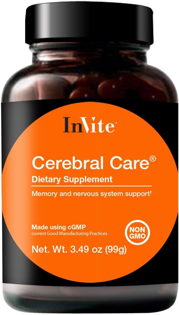 InVite Health Cerebral CareTM - Støtter hjernehelse inkludert hukommelse, fokus, oppmerksomhet og humør - Inneholder Inositol, Acetyl-L-Carnitine, Choline, Fosfatidyserine,Astaxanthin - 30 serveringer (2-Pack)