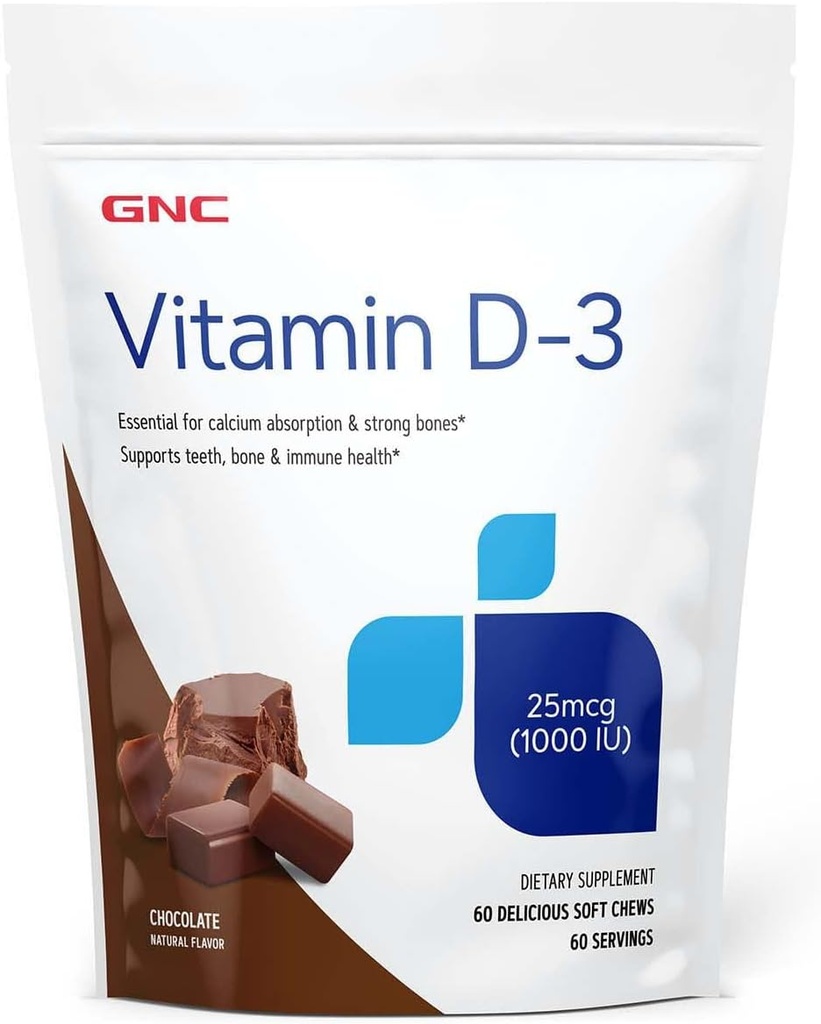 GNC vitamin D-3 myk Chews 1000IU - sjokolade | gir 125% av den daglige verdien av vitamin D | 60 myk Chews