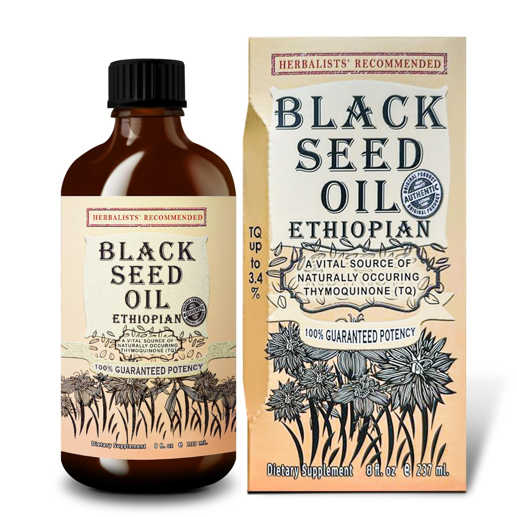 Svart Seed Oil 8 oz - Kaldpresset Etiopisk Svart Cumin Nigella Sativa, 3X Thymoquinon, 100% ren & organisk væske i glassflaske - støtter immun, hår og hud helse