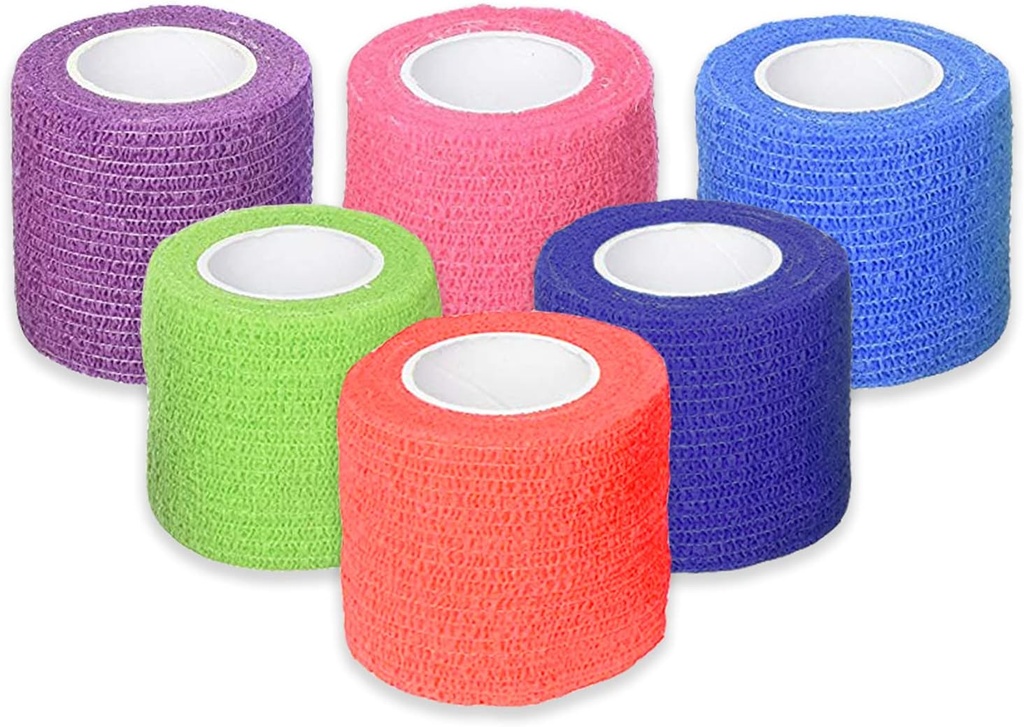 Ever Ready First Aid Selvbehersket Kohesive Bandages 2" x 5 Yards - 12 Count, Rainbow farger