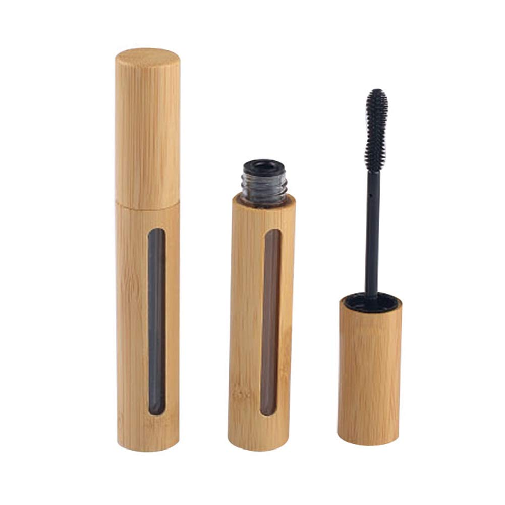 2Pcs 6ml High-Grade Bamboo Mascara Tube Flasker Vialer Reusable Påfyllbar Tom Eyelash Cream Container flaske med Eyelash Wand og Plug for Castor Olje, Eyelash vekstolje, DIY Mascara reise flasker