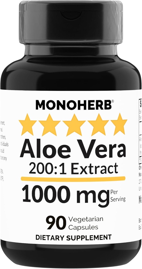 MONOHERB Aloe Vera 1000 mg - 200x ekstrakt - 90 kapsler
