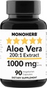 MONOHERB Aloe Vera 1000 mg - 200x ekstrakt - 90 kapsler