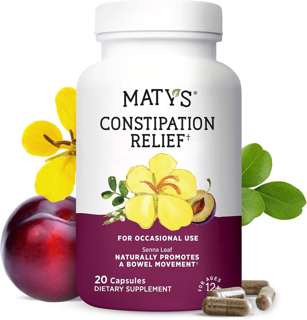 Matys Acceleration Relief Capsules, Botanisk Herbal Laxative Relieves Accelerer Smooth Bobel bevegelse & Gut helse, trygt og effektivt for voksne og barn 12 år +, 20 vegetariske kapsler