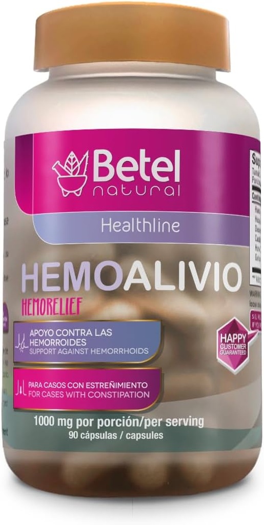 Betel Natural Premium HemoAlivio Rosita - Hemorroid og boblebad støtte - 1000 mg - 90 kapsler